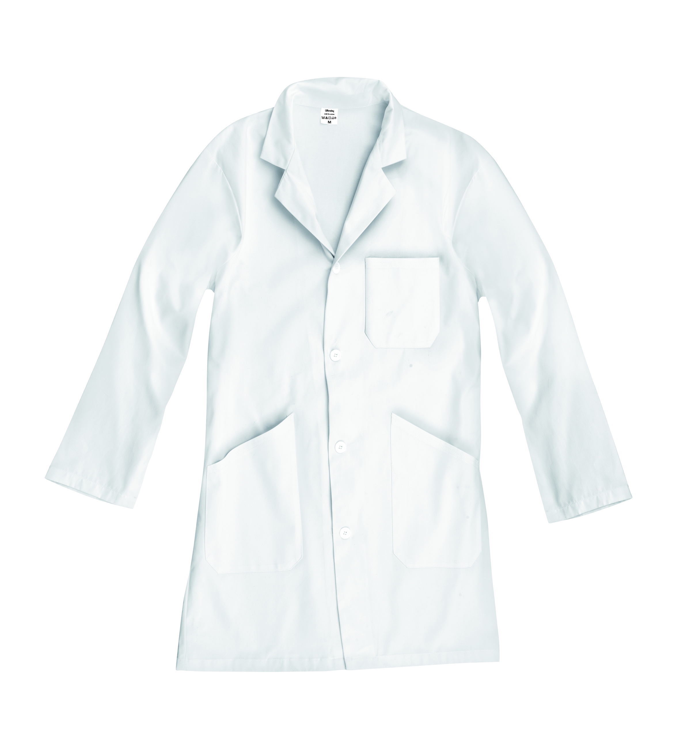 WONDAY Blouse à manches longues Blanche en tissu 100% Coton 3 poches, Taille M