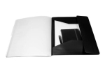 Trieur muni de 3 rabats en 3e de couverture, permettant le rangement de documents.
Fermeture par elastiques pour un transport securis